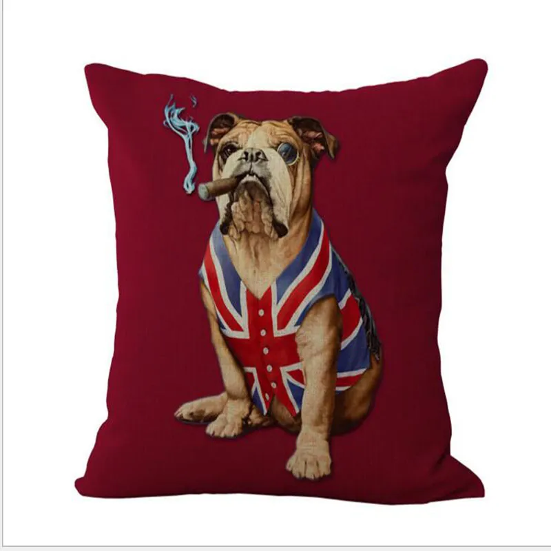 Écologique états-unis grande-bretagne drapeau National chien de compagnie coton lin taie d'oreiller housses de coussin jeter taie d'oreiller ensemble de literie taie d'oreiller