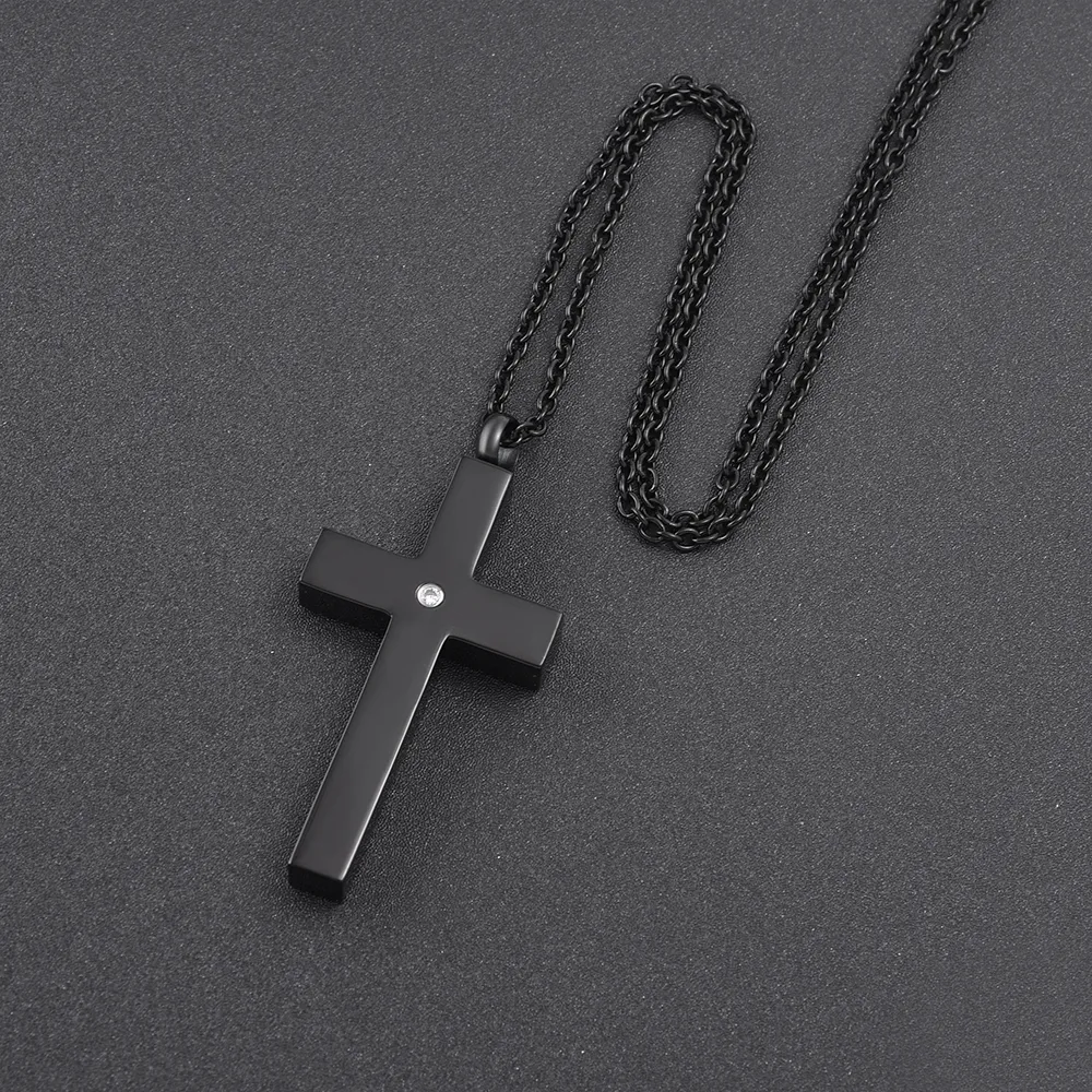 CMJ9848 Black Stainless Steel Slim Cremation Urn Jewelry necklace Mens Keepsake memorial pendants for ashes4215078