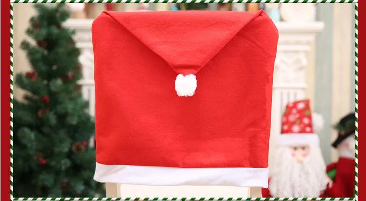 50st Santa Claus Cap Chace Cover Christmas Dinner Table Party Red Hat Chair Back Cover Xmas Dekoration