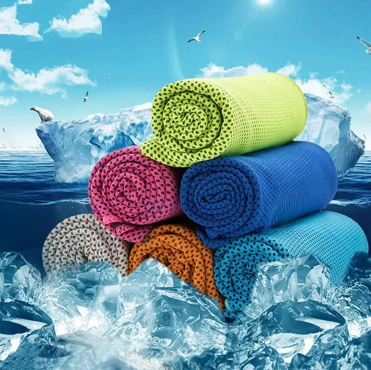 Nuovo doppio strato Ice Towel Molti colori Utility Enduring Instant Cooling Towel Heat Relief Riutilizzabile Chill Cool Towel