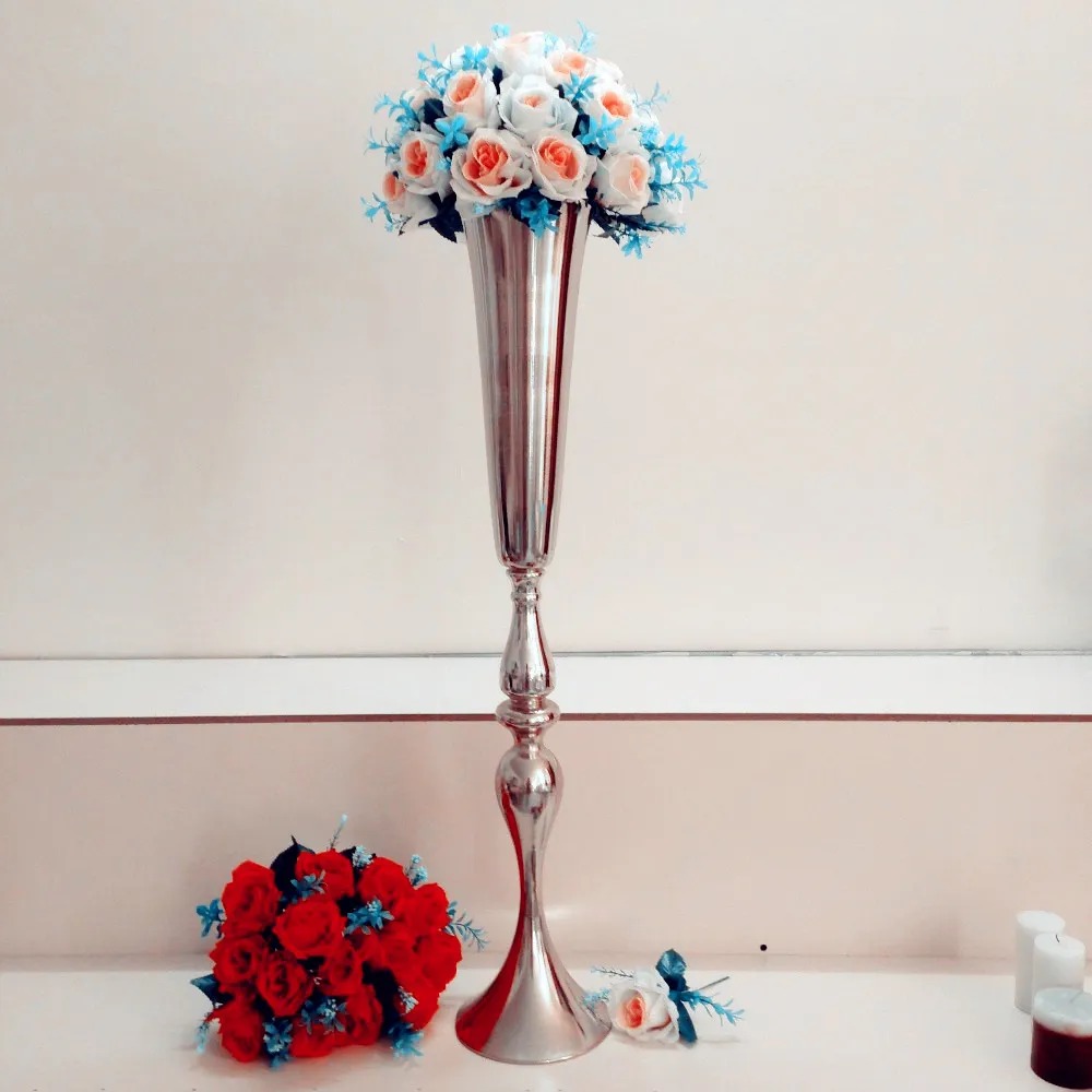 Livraison gratuite en gros fournitures de mariage or trompette vase décoration de mariage centres de table décoration de mariage