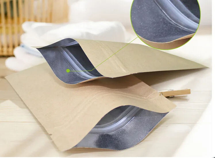 general sealing kraft paper self-sealing bag of green paper bag of dried fruit tea, five cereals, aluminum foil bags