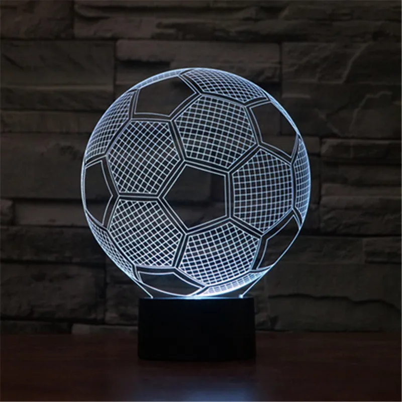 Voetbal Creatieve 3D Acryl Visueel Home Touch Tafellamp Kleurrijke Veranderende Art Decor USB LED Kinderbureau Nachtlampje TD20
