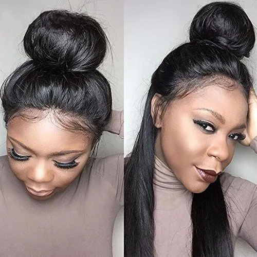 360 Lace frontal peruk för hög hästsvans och updo 150% densitet mänskliga hår peruker för kvinnor naturlig svart 360