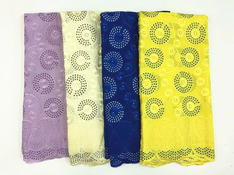 5 jardas / pc venda quente azul royal malha de renda tecido de algodão africano e design de flores bordado suíço voile lace para roupas BC136-1