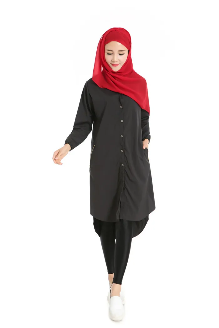 Mulheres muçulmanas abaya camisas longas femininas islâmicas blusa longa para senhora muçulmana camisa branca blusas camisas musulmanas frente curta 265s