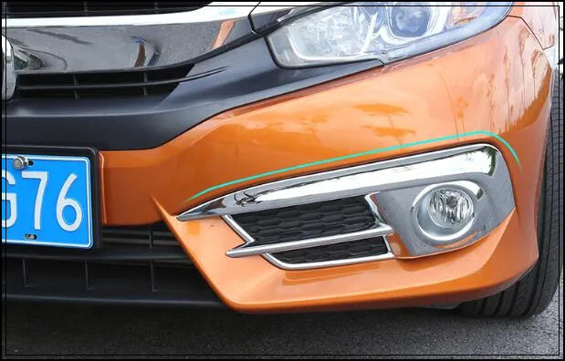 혼다 시빅 2016 고품질 ABS 크롬 2 개 자동차 프런트 안개 램프 커버 + 2 개 후면 안개 램프 커버 + 4 개 미등 트림 스트립