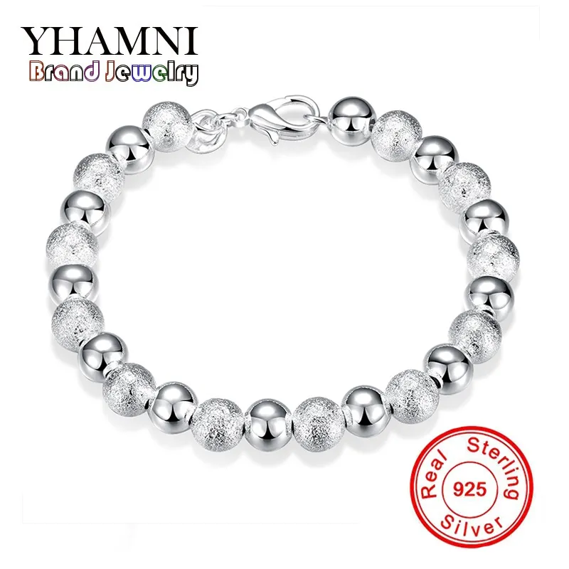 YHAMNI New Charm Bangles for Women Fashion 100% 925 Sterling Silve European Beads Women Bracelets Jewelry SPCH084