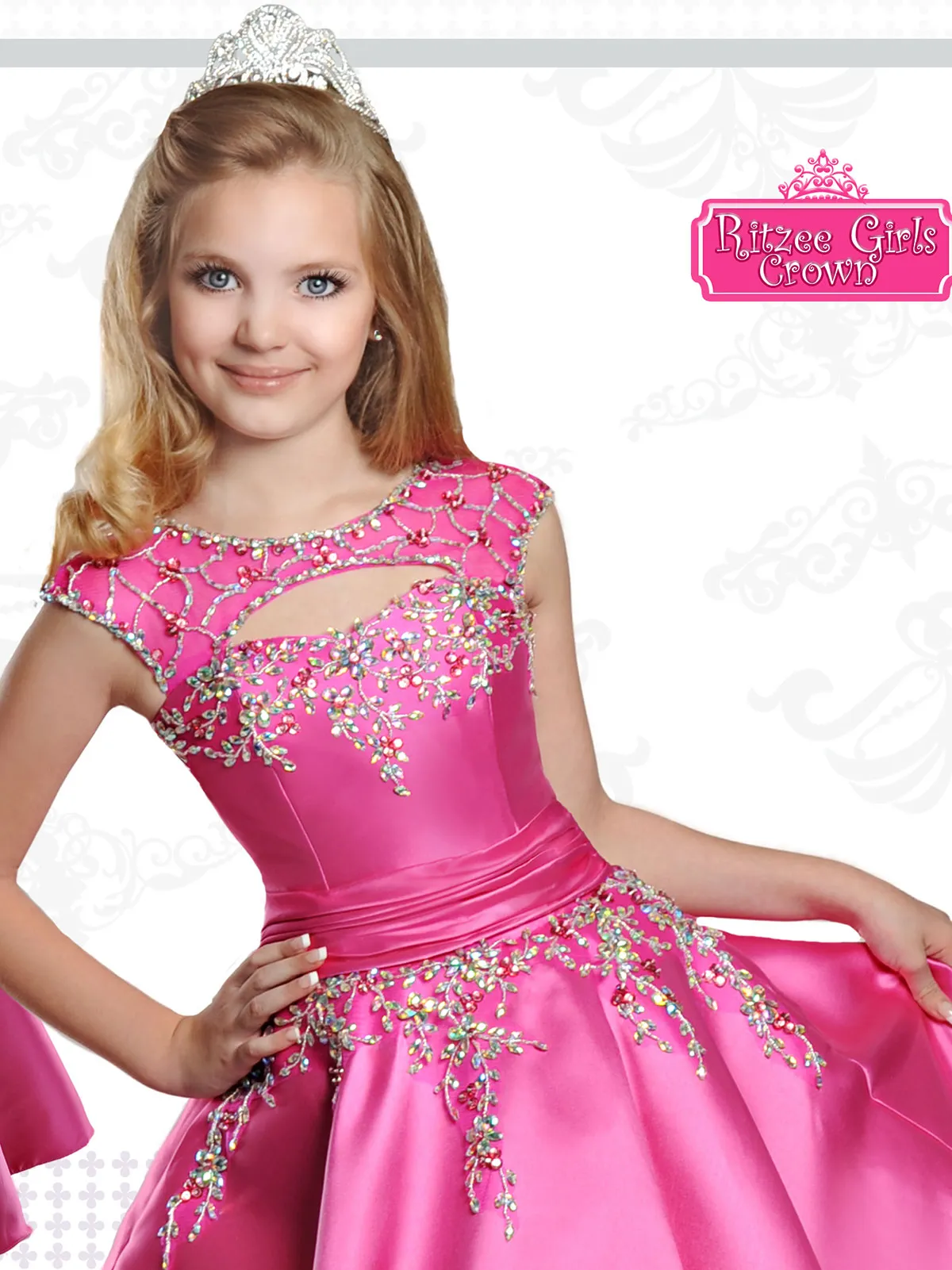 십대에 대한 미인 드레스 Sabrina 목과 바닥 길이와 2019 Ritzee fuchsia taffeta ball-gown pageant dress for girls 크기 12 레이스