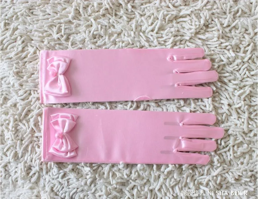 Gants sans doigts d'hiver pour enfants avec gants de mariage en arc en dentelle perle gants de mariée satin Pageant princesse fleur fille Bridal acce9523275