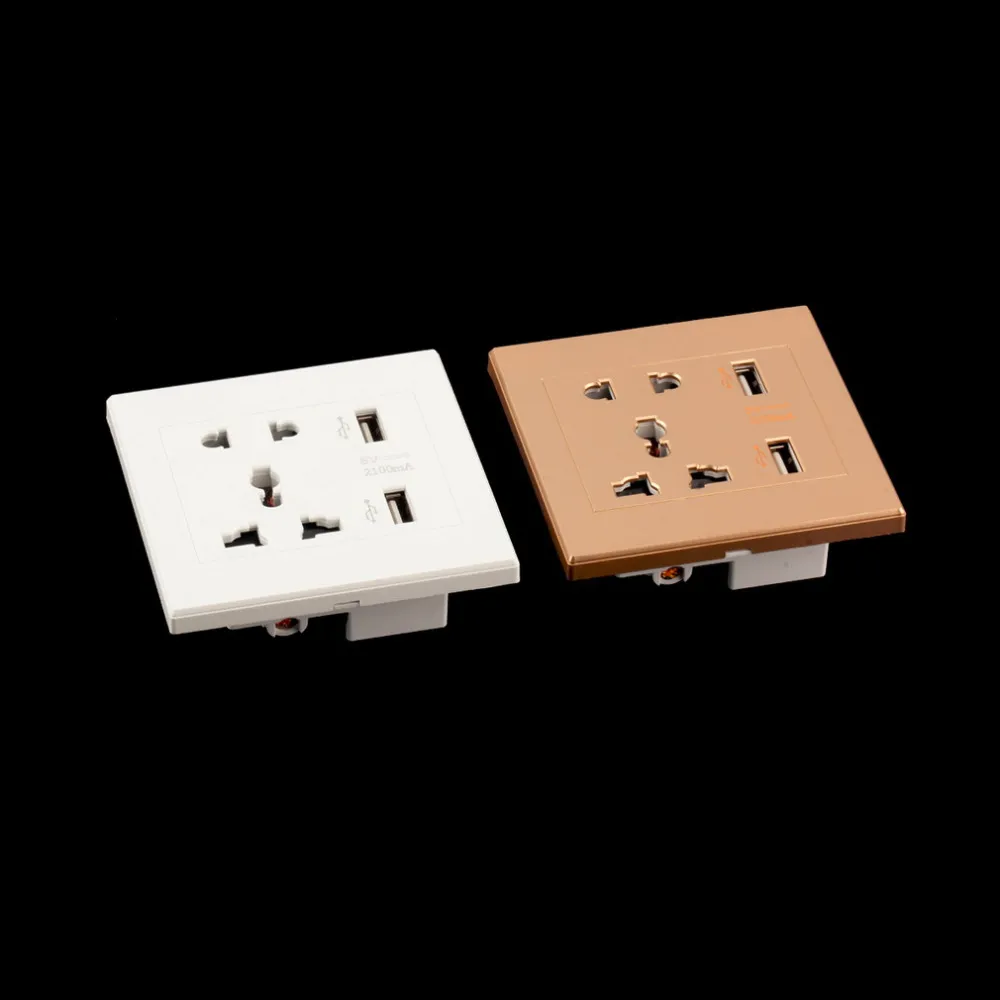 2016 Nova Marca Dupla Porta USB Elétrica Charger Wall Dock Tomada Placa de Tomada De Alimentação 2 cores Plugues de Energia Inteligente DHL Livre