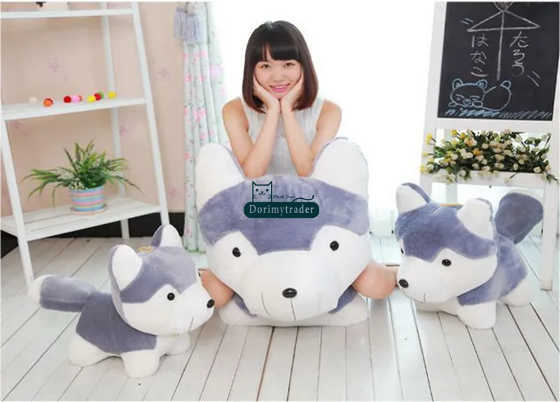 Dorimytrader 90cm Big Lovely Soft Animal Husky Plush Toy 35'' Cute Stuffed Cartoon Grey Dog Doll Pillow Kids Gift DY60894