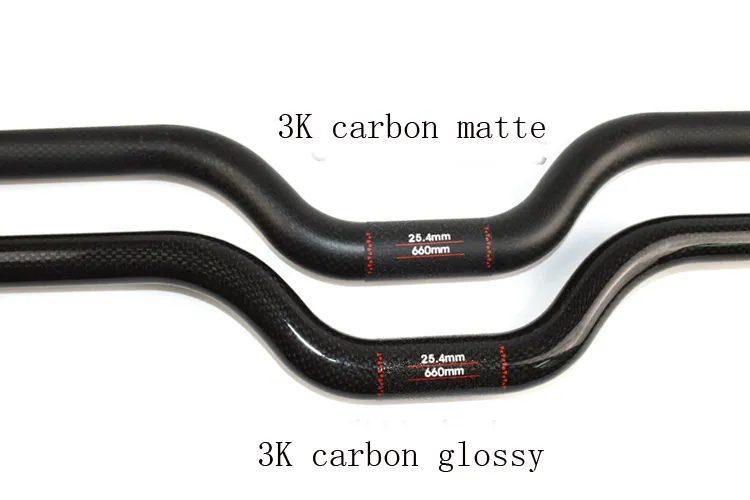 3K Full Carbon Fiber Handlebar 25 4mm 460-660mm Kids Child Bicycle Flocding Bike Mountain Bmx Cycling Parts Big Rise Bar Matte Or2607