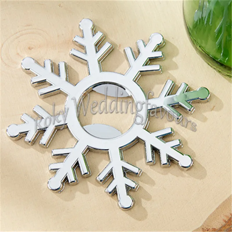 Ouvre-bouteilles en forme de flocon de neige argenté, 50 pièces, cadeaux de mariage pour fête prénuptiale, fournitures de fête d'hiver, décor de Table d'anniversaire, livraison gratuite