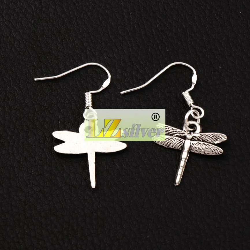 Orecchini con lampadario pendente a forma di libellula volante in argento 925 Gancio orecchio di pesce in argento 50 paia lotto E968 17x32 5mm2794