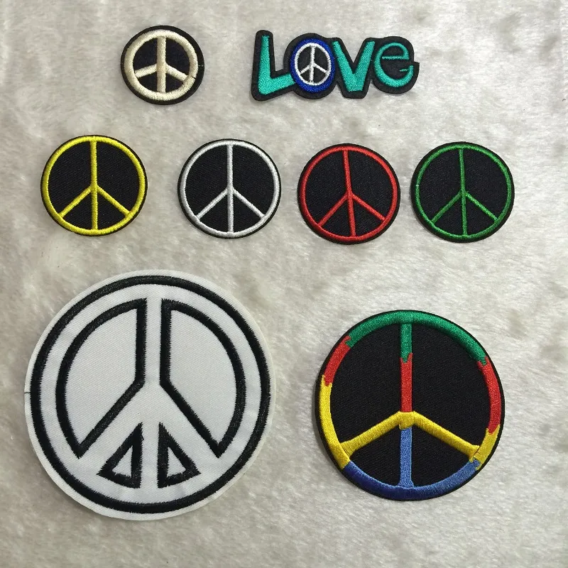 Stoff künstliche Friedenszeichen Patches Stickerei Kleidung Liebe Peace Patch, annähen, Eisen auf Patch, Symbol für Biker, Jacke
