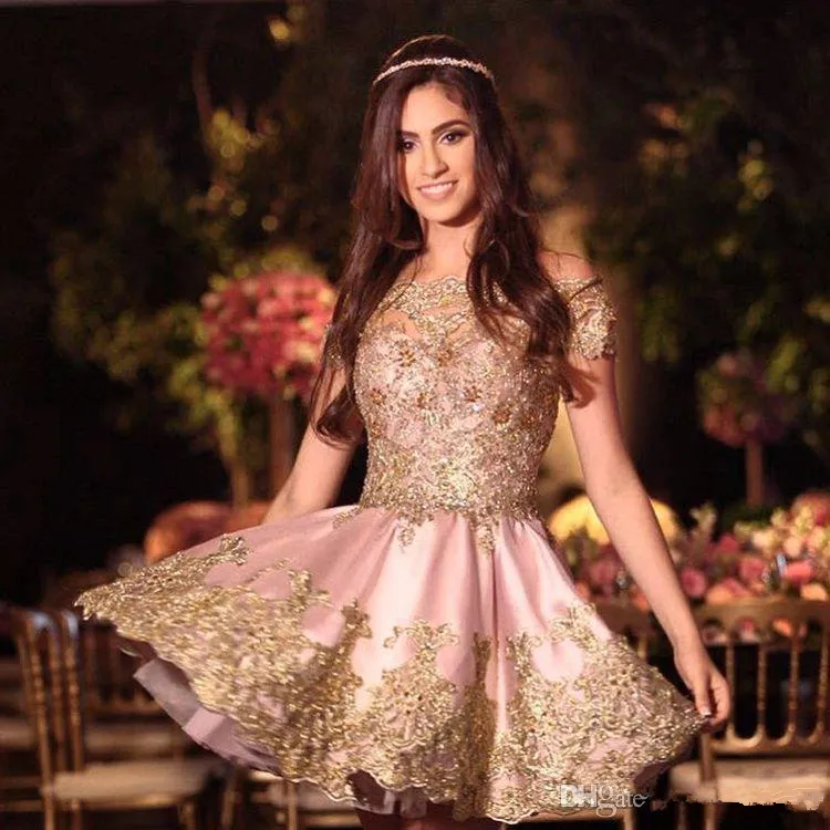 Off-Shoulder Gold Lace Applique prom dress - Custom Made for Arabic Dubai Sweet 16 Tail Party (Style 0510) Off-Shoulder Gold Lace Applique prom dress - Custom Made for Arabic Dubai Sweet 16 Tail Party (Style 0510)