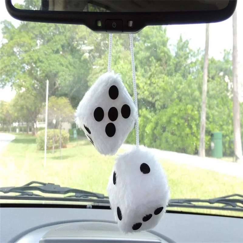 Auto Dekore Plüsch Fuzzy Mirror Würfel W / White Dots Vintage Car Hot Toy  Von 4,41 €