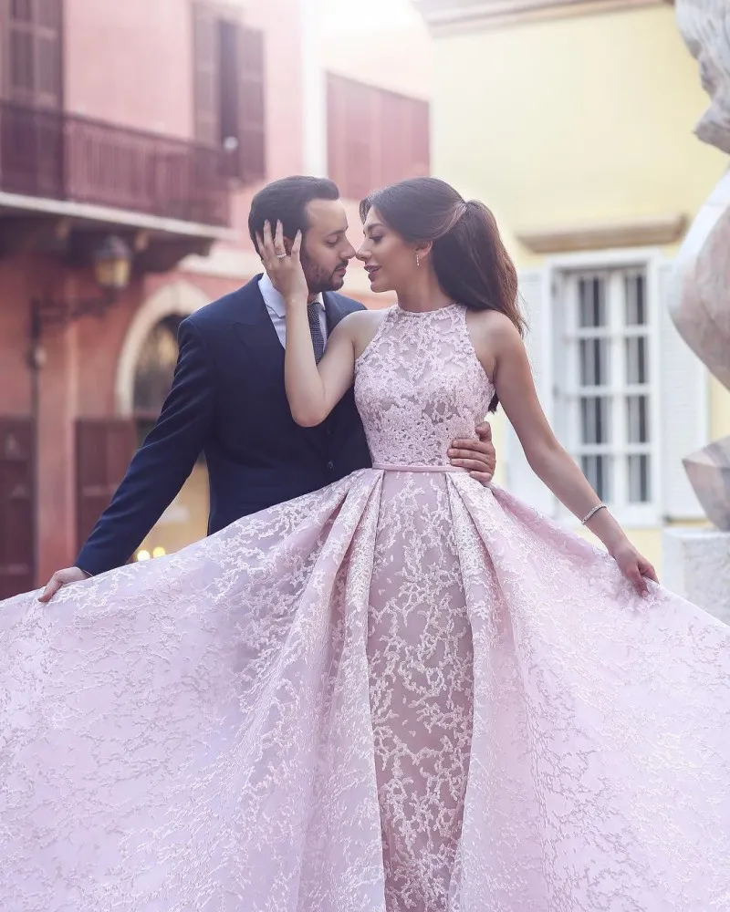 blush pink lace prom dress Blush Pink Long Flutter-Sleeve Prom Gown A1176 Blush / 2
