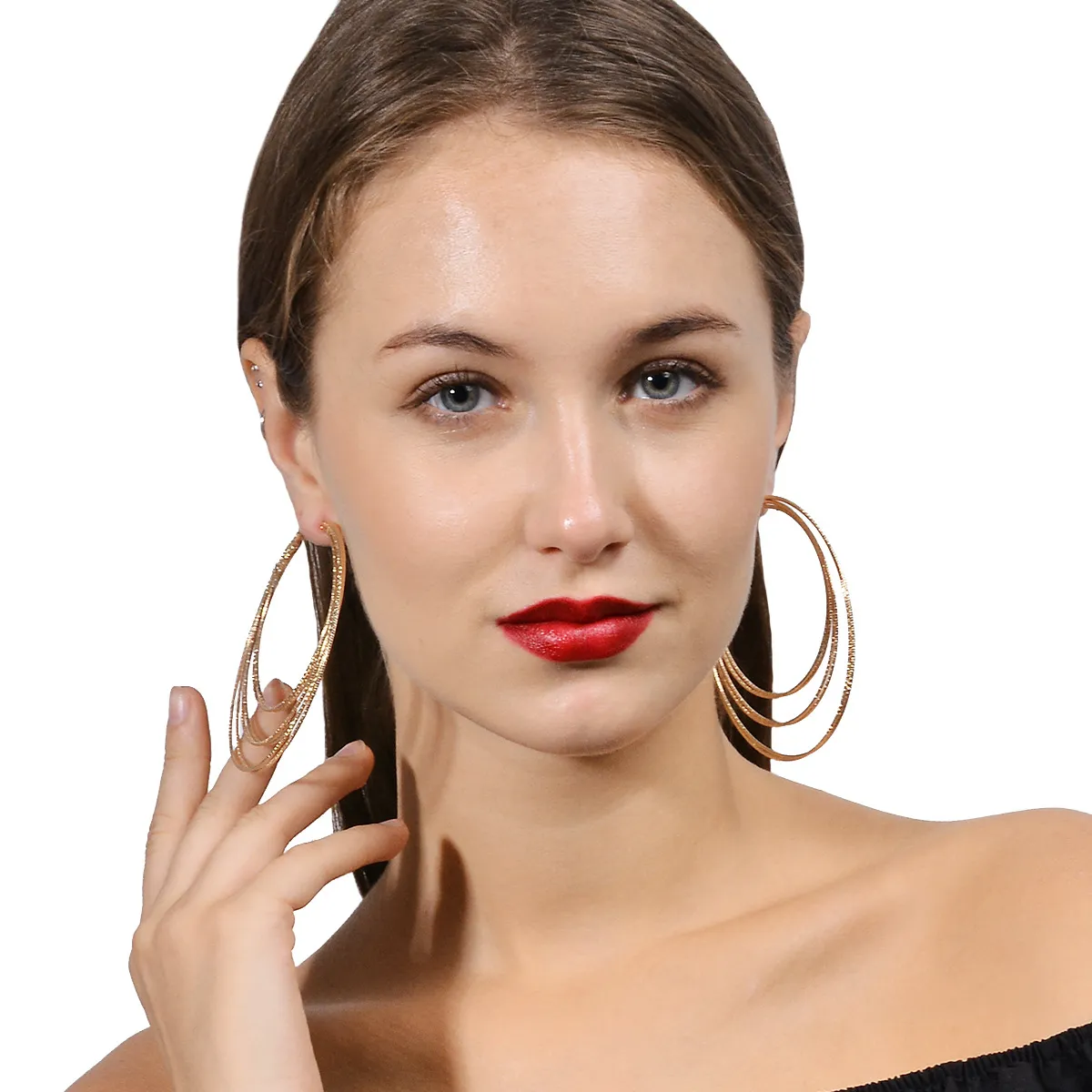 New Brand Multi Big Metal Circle HOOP earrings for women Punk jewelry Vintage Gold earrings pendant Round classic earrings