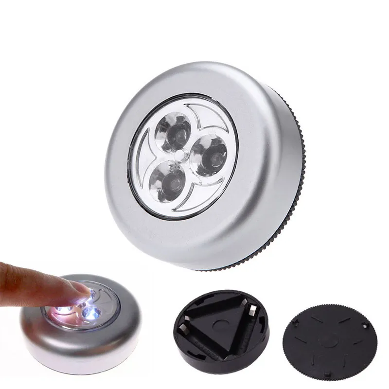 Lampe tactile LED multifonction, 6.8cm, auto-adhésive, batterie, éclairage LED, pour voiture et maison