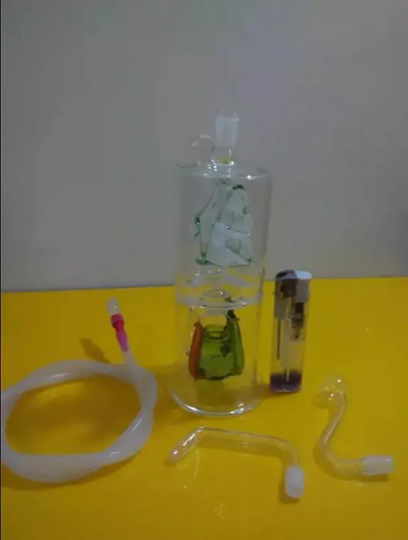 A-01 Hauteur Bongglass Klein Recycler Plates-formes pétrolières Pipe à eau Pommeau de douche Perc Bong Pipes en verre Narguilés