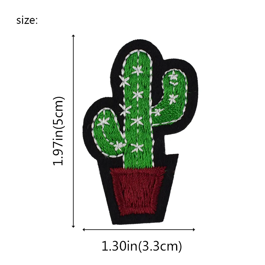 Diy cacti patches for clothing iron embroidered patch applique iron on patches sewing accessories badge stickers on clothes bag DZ179I