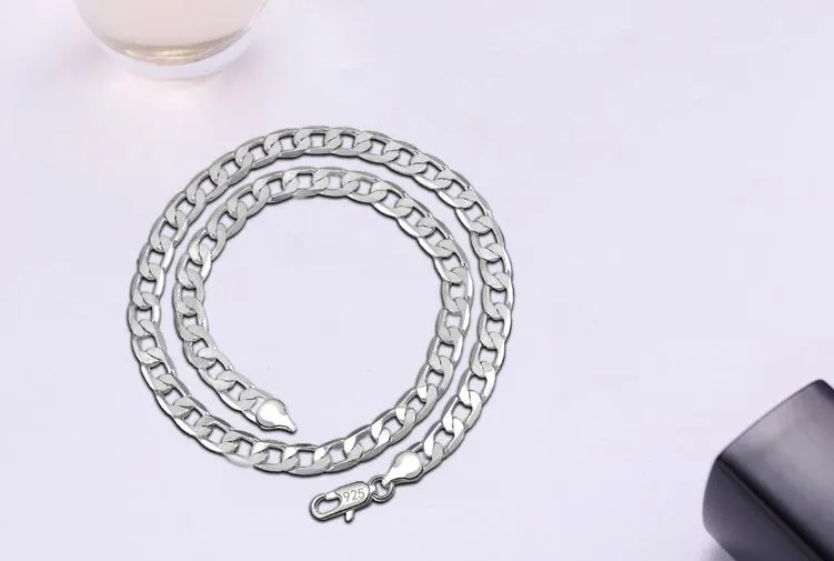 925 Sterling Silver Plated Pretty Cute Fashion 4mm Kedja Män Stil Kan Passa Hängsmycke Smycken 16-30Inches Sideways Halsband