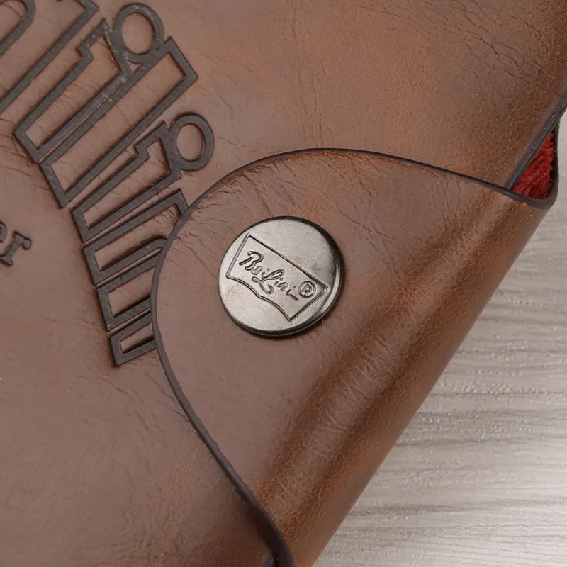 Helt nya mens högkvalitativa läder plånbok fickor kort koppling cente bifold purse vintage enkel man handväska a459