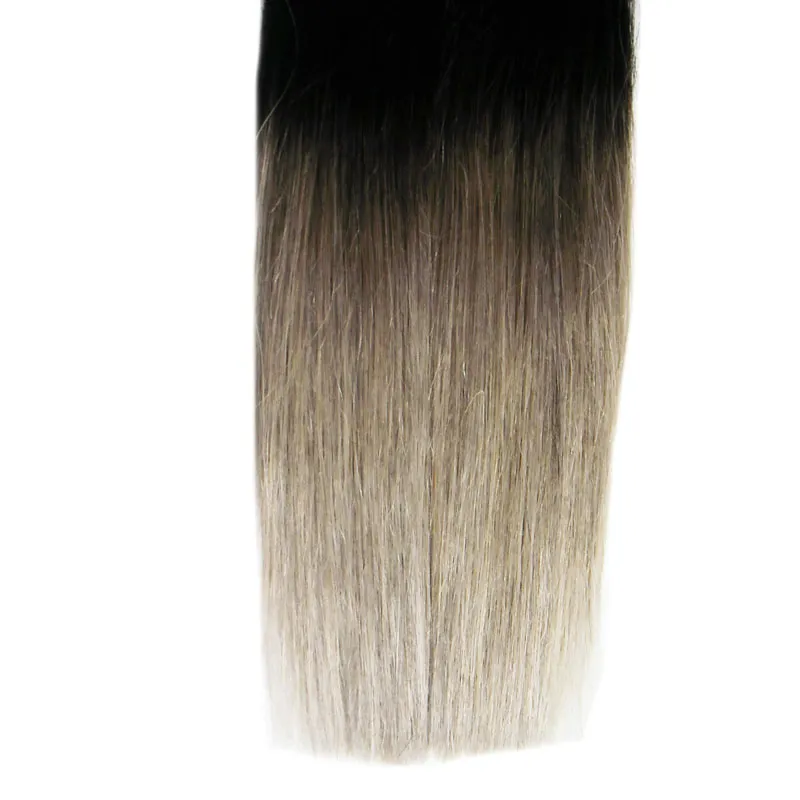 Оммре Бразильские наращивания волос на вершине волос 40 шт. T1B / серая кожа Wefts Лента в человеческих волосах Наращивание 100 г Бразильские волосы