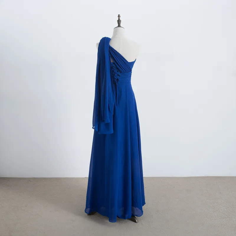 Robe longue de demoiselle d'honneur Convertible en mousseline de soie, à lacets, bleu Royal, robes d'invitées de mariage, 2020, photos réelles, 100%