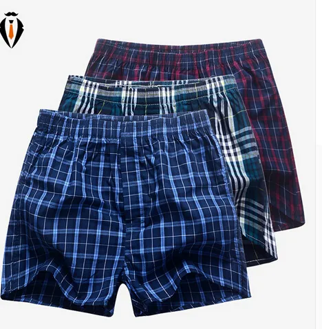 NOVO Lote Roupa íntima masculina de algodão Xadrez Boxer Calças de dormir Ss Cuecas de marca de alta qualidade soltas masculinas casuais calcinhas 3570