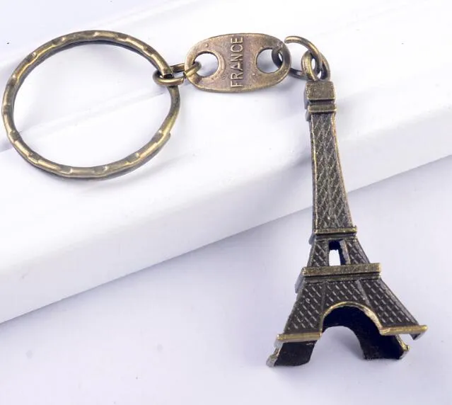 500 stks / partij mode klassieke Franse Frankrijk Souvenir Paris 3D Eiffeltoren sleutelhanger sleutelhanger sleutelhanger ring gratis verzending
