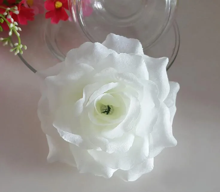 10 CM y Sztuczne tkaniny Jedwab Róża Kwiat Głowica DIY Decor Vine Wedding Arch Wall Flower Accessory G618