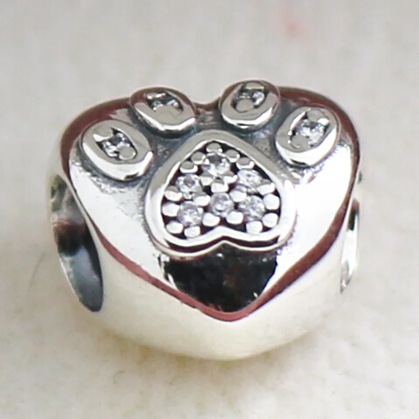 I Love My Pet Charm S925 Sterling Silver Bead with Clear Cz Fits European Pandora Jewelry Bracelets Necklaces & Pendant293e
