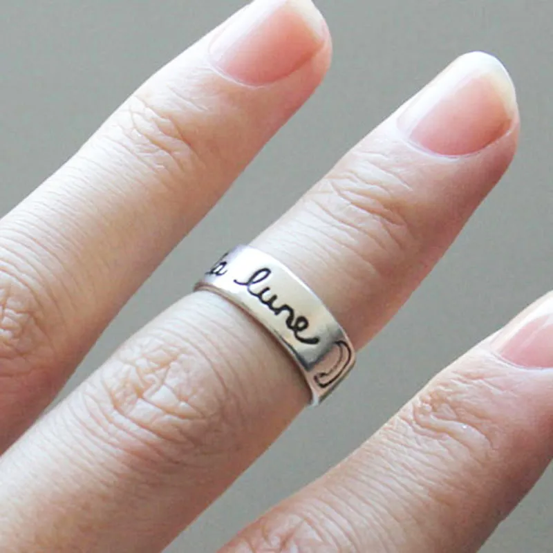 Prezzo di fabbrica all'ingrosso francese "la lune" Moon Ring, regolabile stile retrò romantico amore testimone anello d'argento antico per gli uomini EFR004