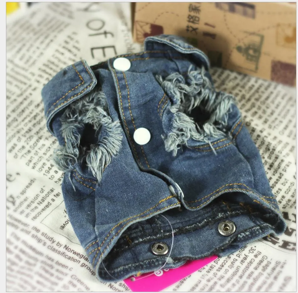 Partihandelskläder för hundar Denim Dog Vest Jacket Kläder Pet Puppy Cat Jeans Coat Dog Kläder för Teddy Poodle Chihuahua Valphundar