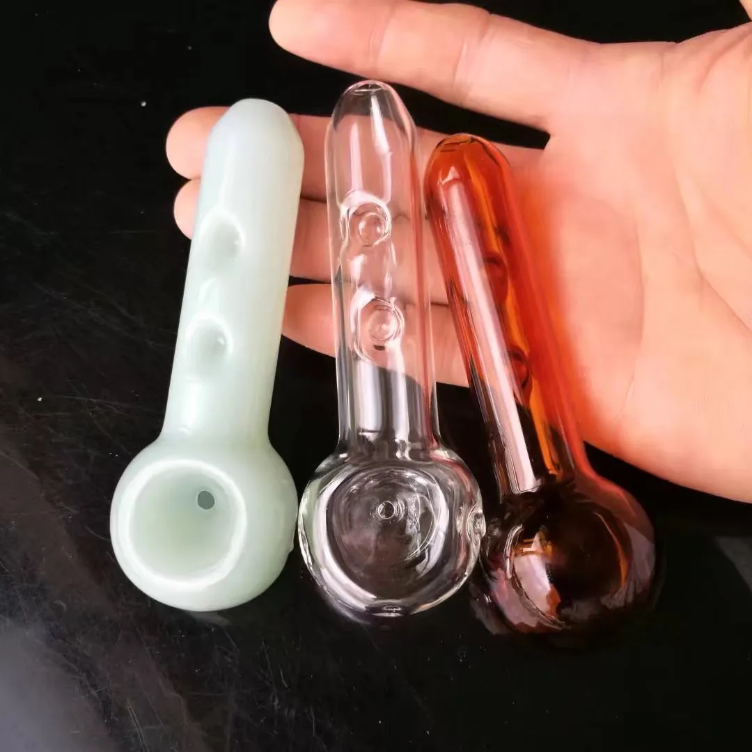 Farbe drei konkave Rohre Glasbongs Zubehör Glaspfeifen bunte Mini-Multifarben Handpfeifen Bester Löffel gla