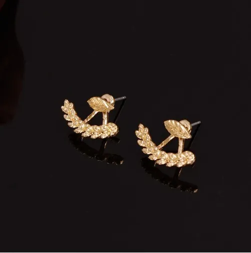 Feuilles avant et arrière Earbob Silver/Gold Filled Piercing Ear Jackets Gifts For Her Ear Crawler Boucles d'oreilles