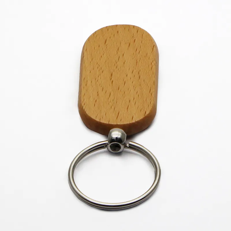 Blank Keychain Rektangel Beech Wood Key Ring Stor Storlek Nyckel Kedja Anpassad personlig present favoriserar # kw01dc drop shipping