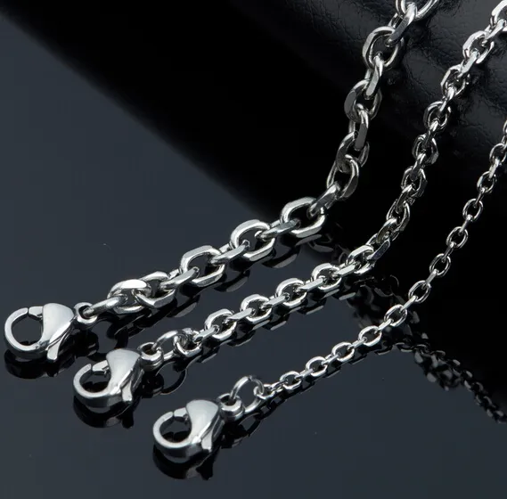 best price 50pcs Lot wholesale jewelry stainless steel silver Fashion 3mm cross Rolo chain necklace women men 18 inch-28inch