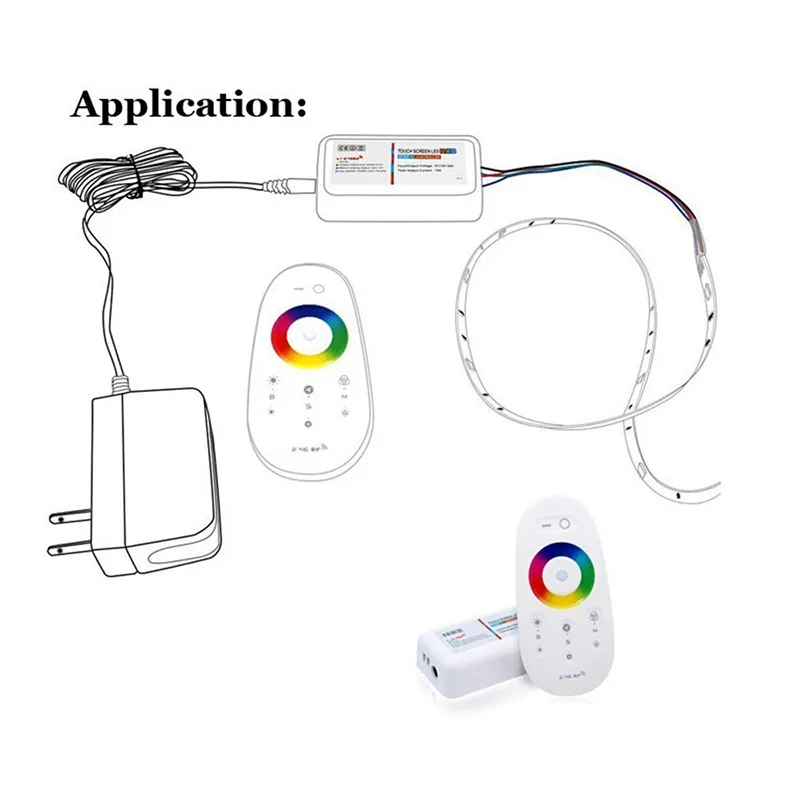 DC12V-24V 2.4G Touch Sn Dimmable LED RGB Remote Wireless RF RGBW Led Controller 6A 4 Channel for 5050 3528 5630 led strip4438437