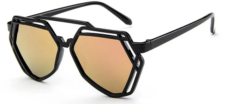 The new fashion glasses frame sunglasses Polygonal frame mirror sunglasses Hollow out the sun's eye2426