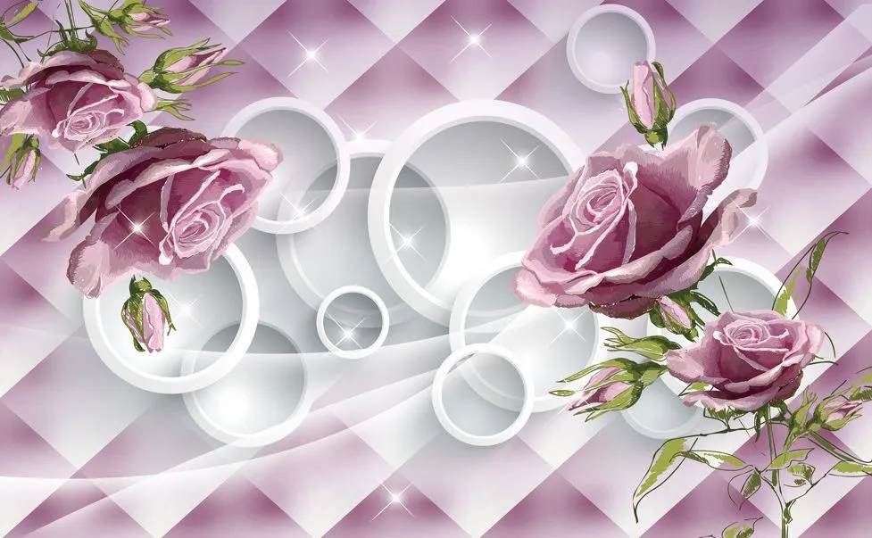 Nuevo papel personal personalizado Mural 3d Mural 3d Purple Rose Purple Rose Mural