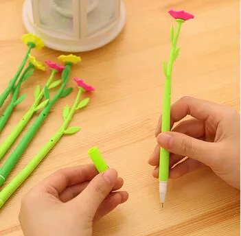 Many Fashion Spicy Creative Stationery Sweet Lucky Bloom Plant Floral Pattern Handle Ballpoint Pen Stationery 