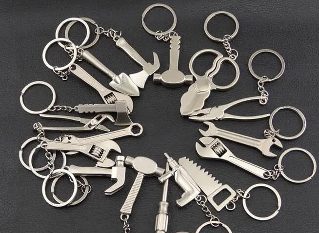 Wrench metal opener key ring car keychains custom Tool Spanner Keychain hammer saw axe pliers Drill keyring