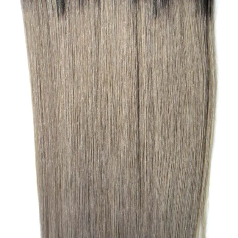 T1B /灰色REY OMBRE人間の髪の毛のマイクロビーズの毛の延長1G / SシルバーOMBREマイクロヘアエクステンション300S 7Aマイクロループブラジルの延長