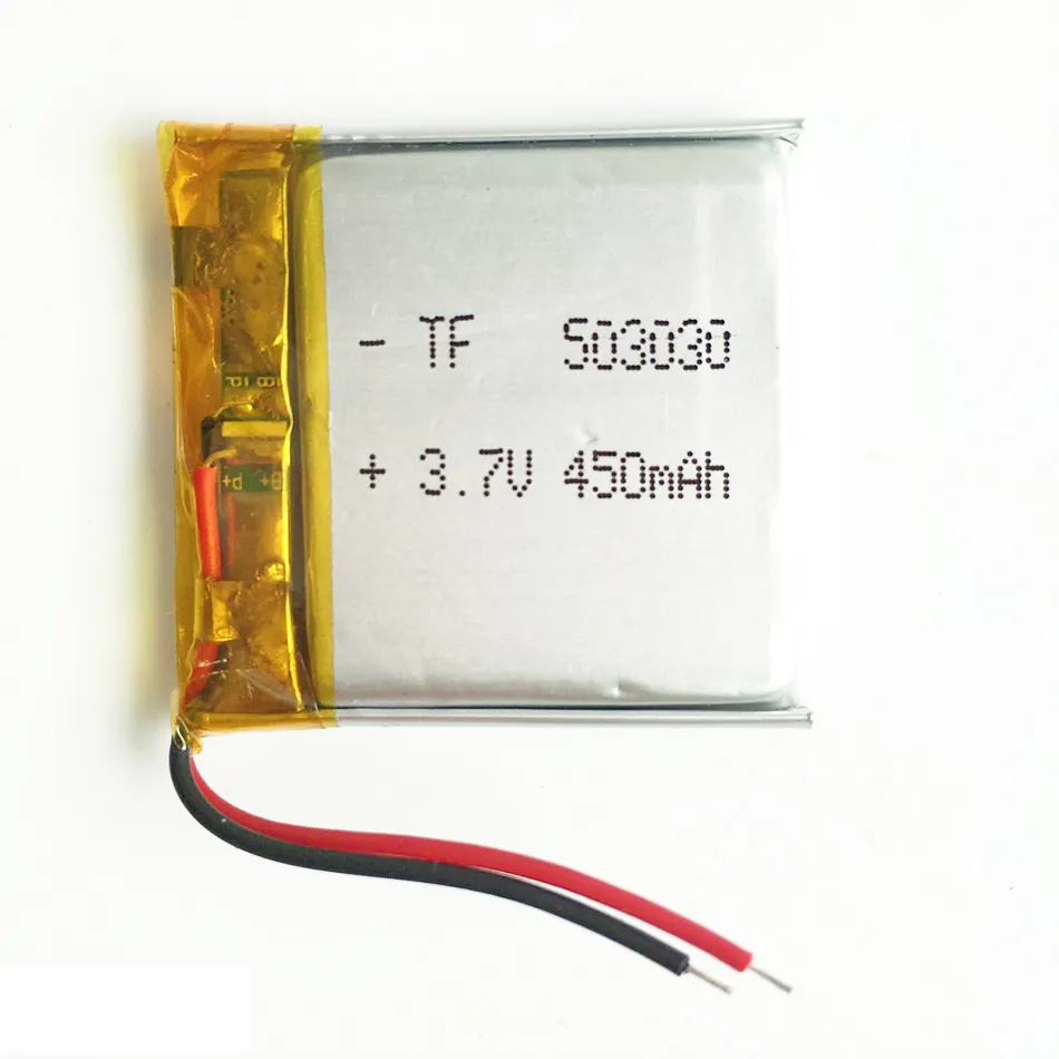 Modell 503030 450mAH 3.7V Lithium Polymer Lipo Uppladdningsbara battericeller LI-PO Li Ion Power för MP3 GPS DVD Mobiltelefon Headphone Recorder