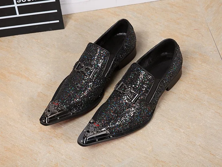 Mens Genuine Leather Dress Shoes with Metallic Pointed Toe Slip-On Oxfords  for Formal Wedding Events from Dhgate Dress Shoes - price 85.43