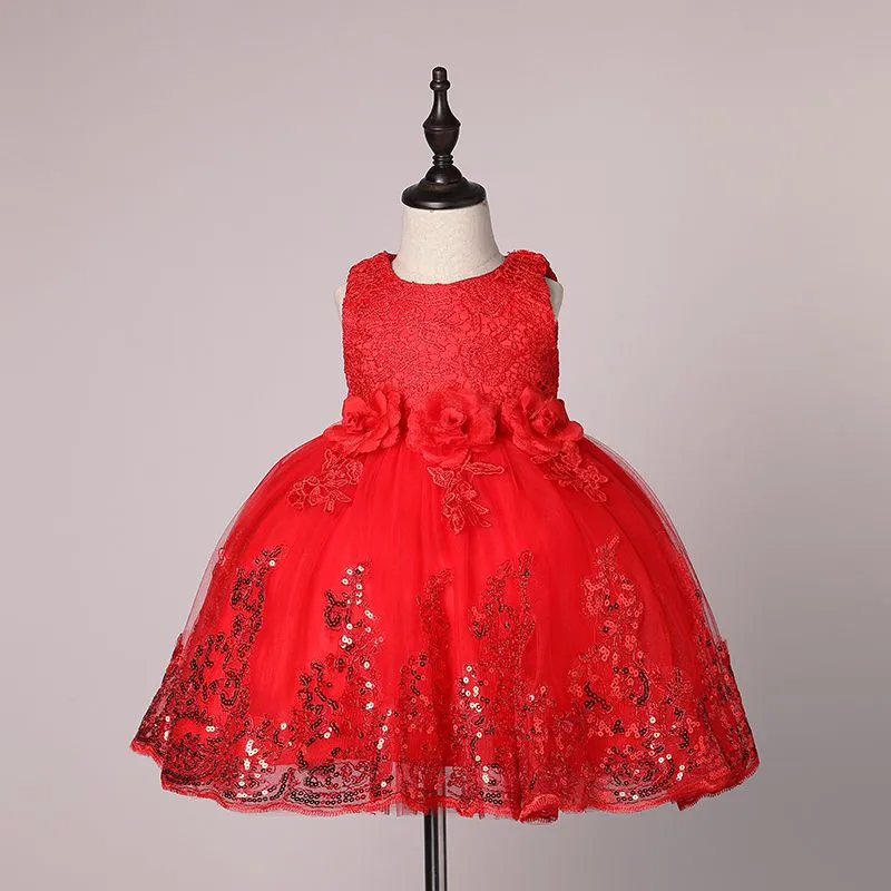 Moda Formal Recém-nascido Vestido de Noiva Bebê Padrão de Arco para Criança 1 Anos Festa de Aniversário Batismo Vestido Roupas